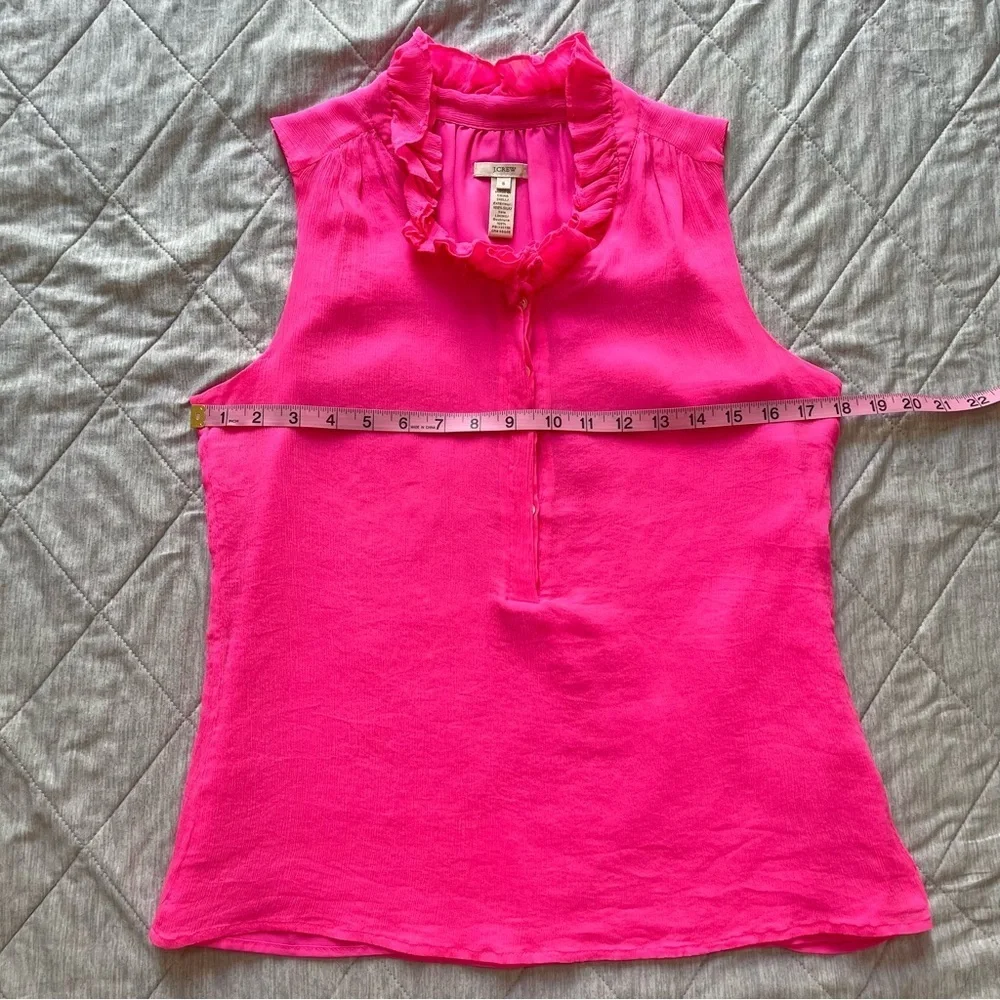J. Crew Silk Pink Sleeveless Ruffled Blouse Sz 8